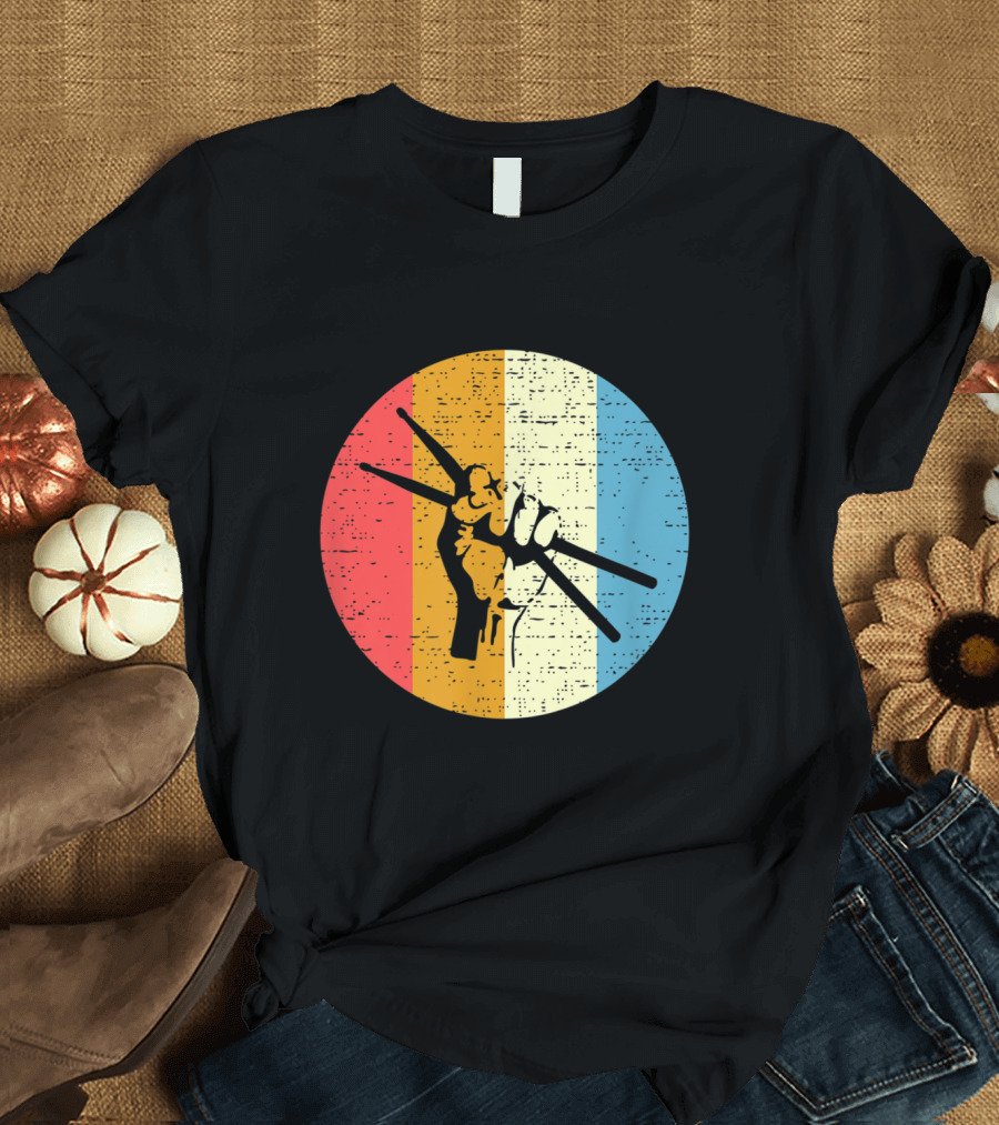 Retro Drum Sticks Drum Circle Musician Hand Gesture T-Shirt
