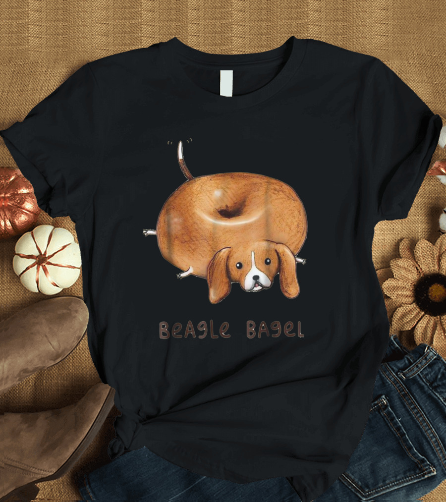 Bagel Shaped Beagle Humor with Playful Canine Twist T-Shirt