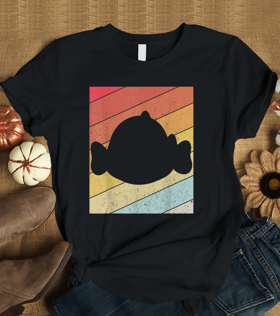 Retro Striped Funny Blob Fish T-Shirt