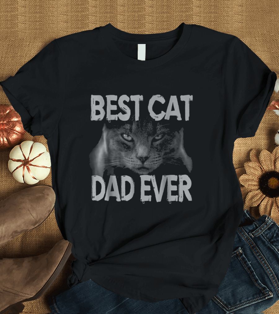Best Cat Dad Ever Cat Face Design for Cat Lovers T-Shirt