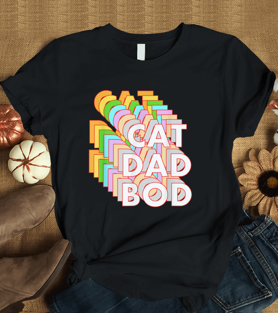 Funny Cat Dad Bod Retro Pet Owner Fitness Humor T-Shirt