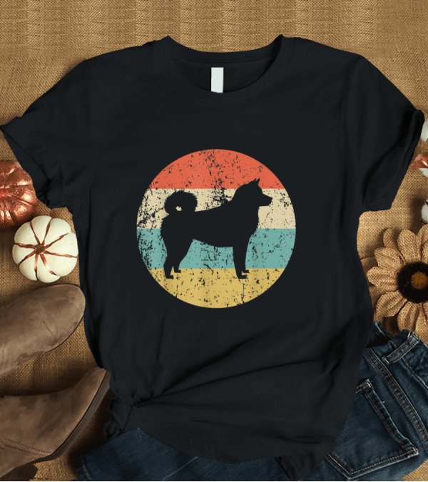 T-Shirt: Akita Vintage Retro Dog Silhouette Stripes T-Shirt Akita Vintage Retro Dog Silhouette Stripes T-Shirt