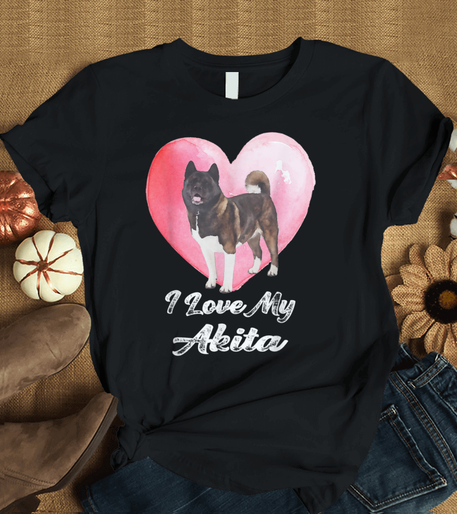 I Love My Akita Heart Dog Love T-Shirt