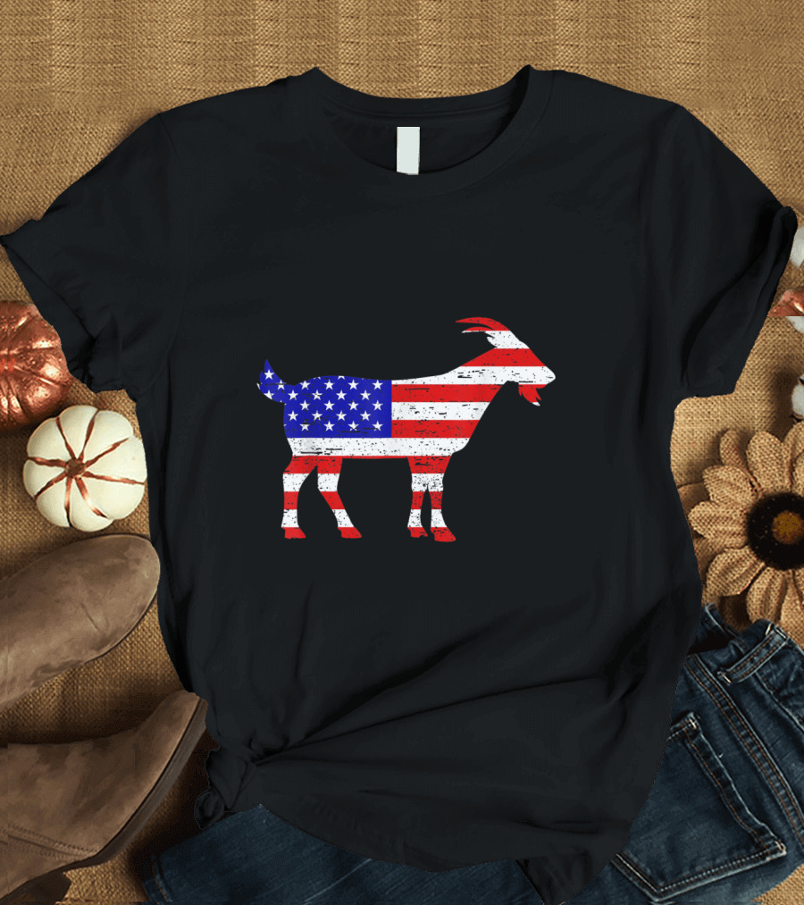 American Flag Goat 4th of July USA Patriotic T-Shirt