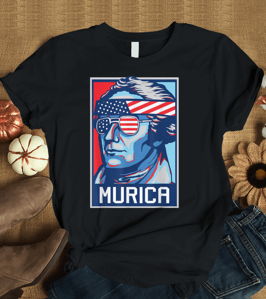 Alexander Hamilton Murica American Flag Sunglasses Patriotic 4th of July T-Shirt