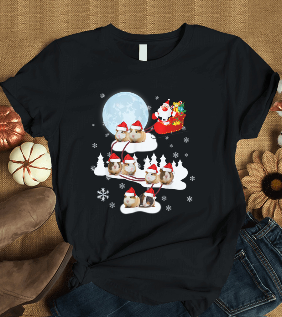 Santa's Guinea Pigs Sleigh Ride Christmas Humor T-Shirt