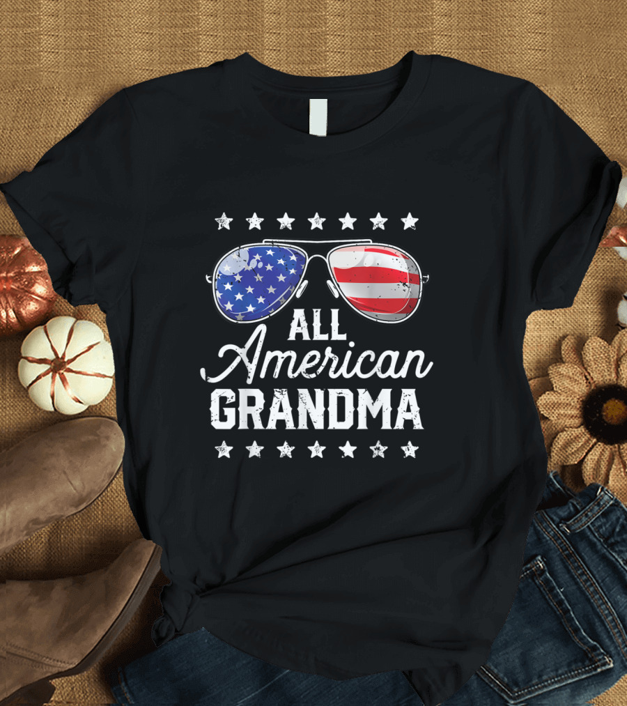 Patriotic All American Grandma USA Stars and Stripes 4th of July T-Shirt