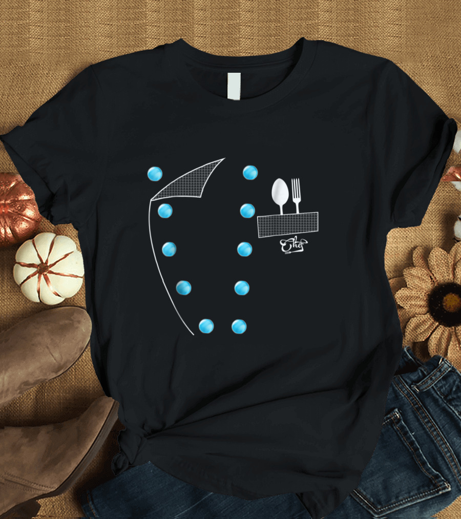 Chef Jacket Design with Utensils Faux Style Cooking Concept T-Shirt