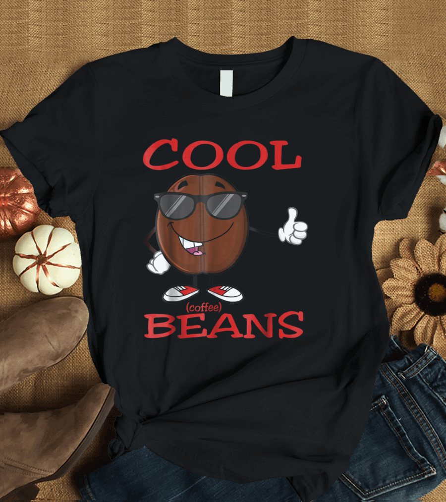 Cool Beans Coffee Funny Cute Cartoon with Sunglasses and Thumbs Up T-Shirt