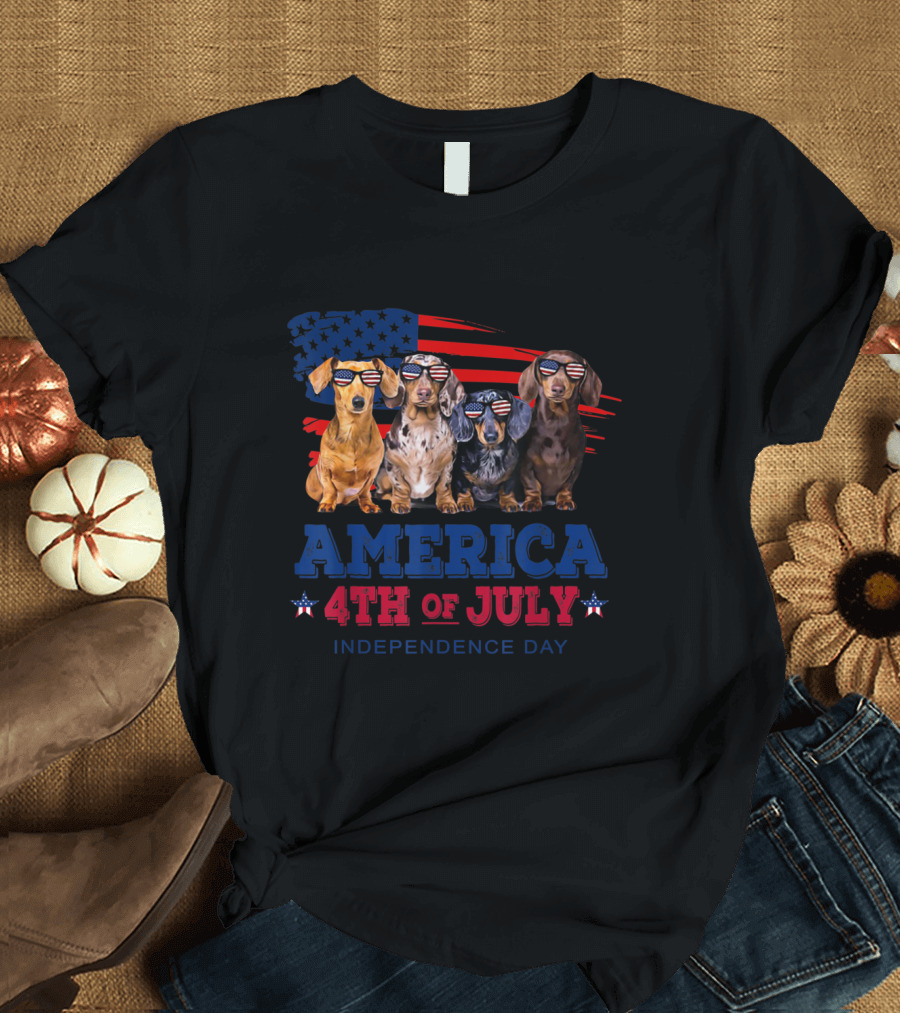 America 4th of July Dachshund Independence Day T-Shirt