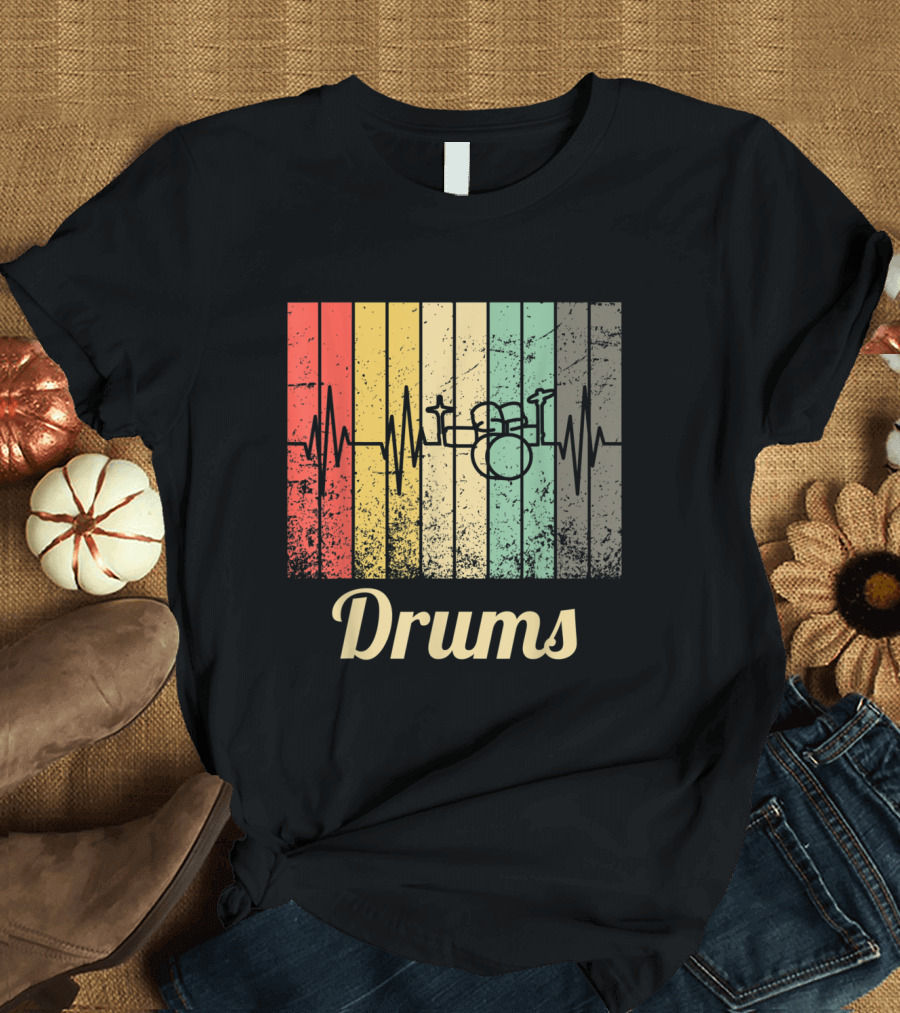 Retro Vintage Drums Soundwave Percussion Kit T-Shirt