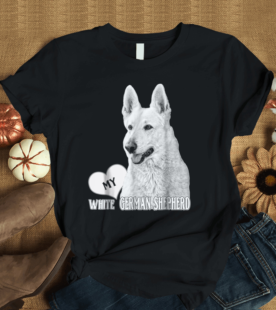 My White German Shepherd Love BHymer Heart T-Shirt