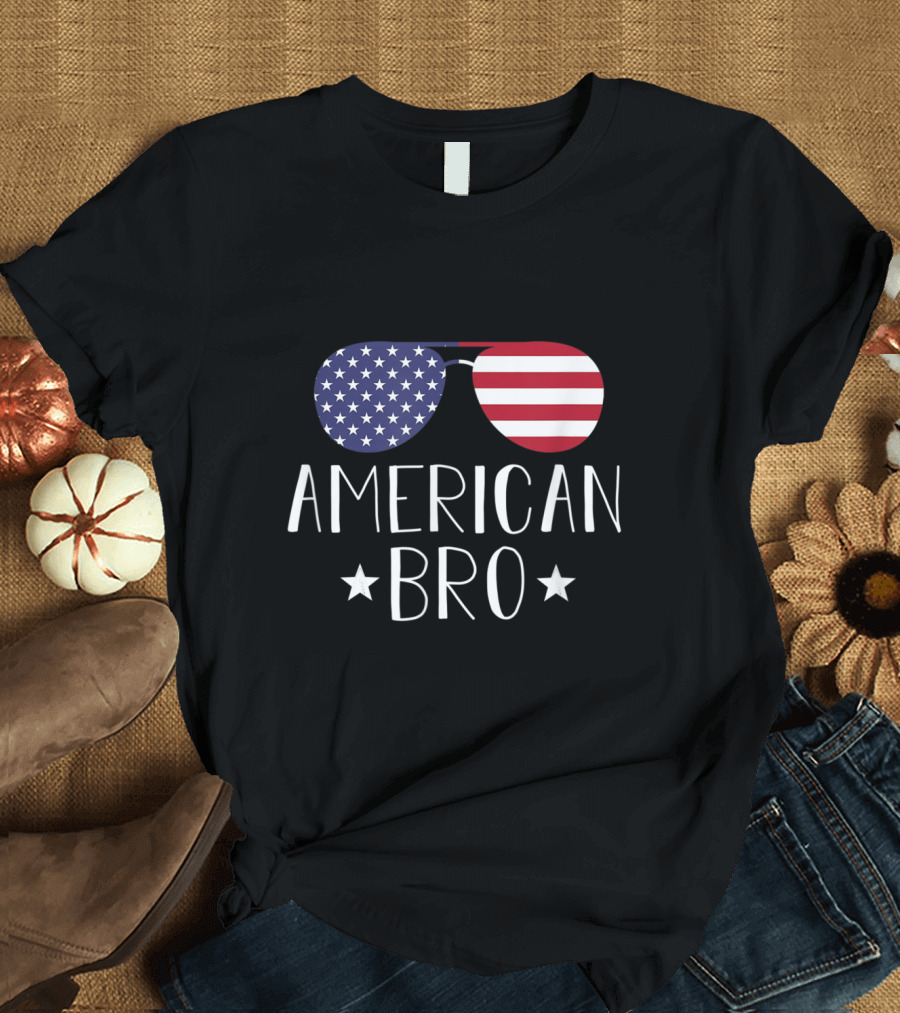 American Bro Sunglasses Stars Stripes 4th of July T-Shirt