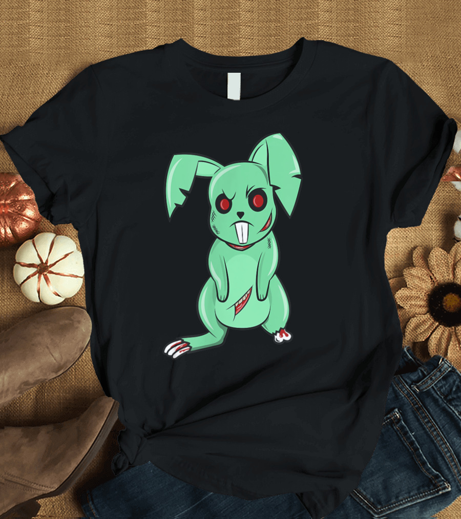 Funny Easter Zombie Rabbit with Cute Green Bunny T-Shirt