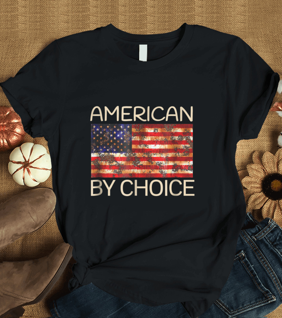 American by Choice US Flag Grunge T-Shirt