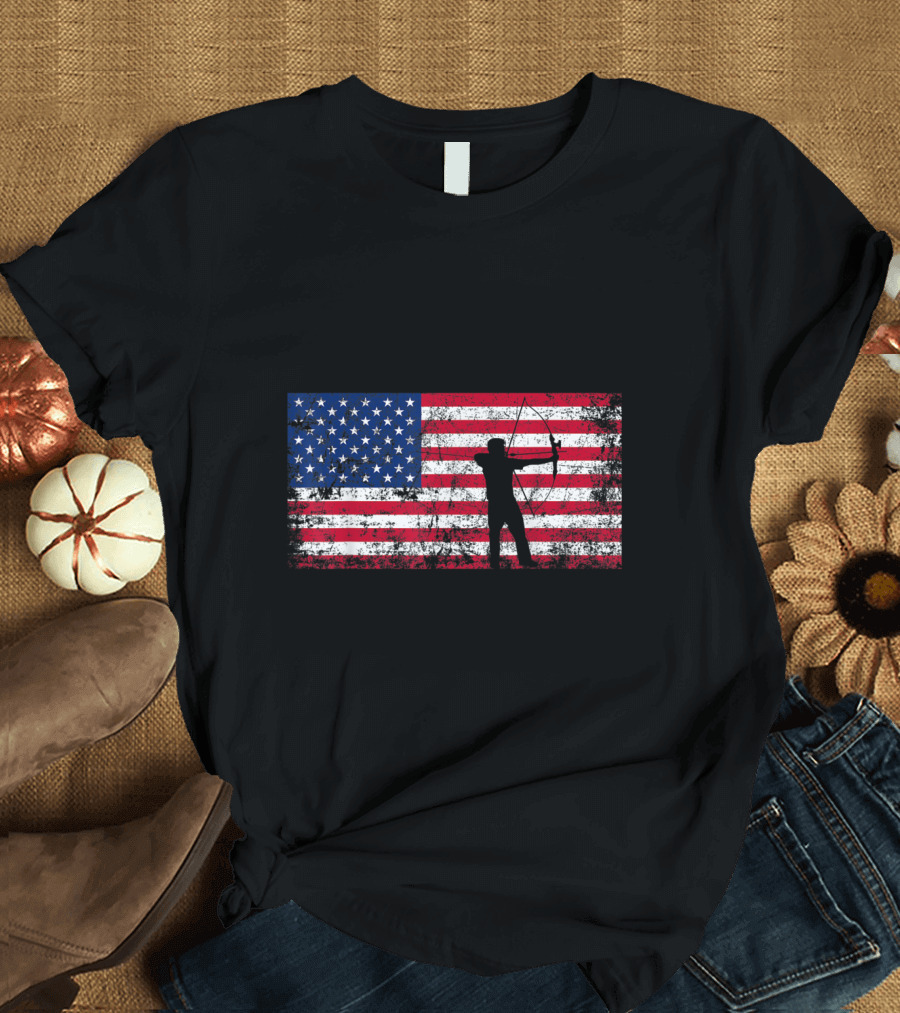 American Flag with Bow Archer T-Shirt