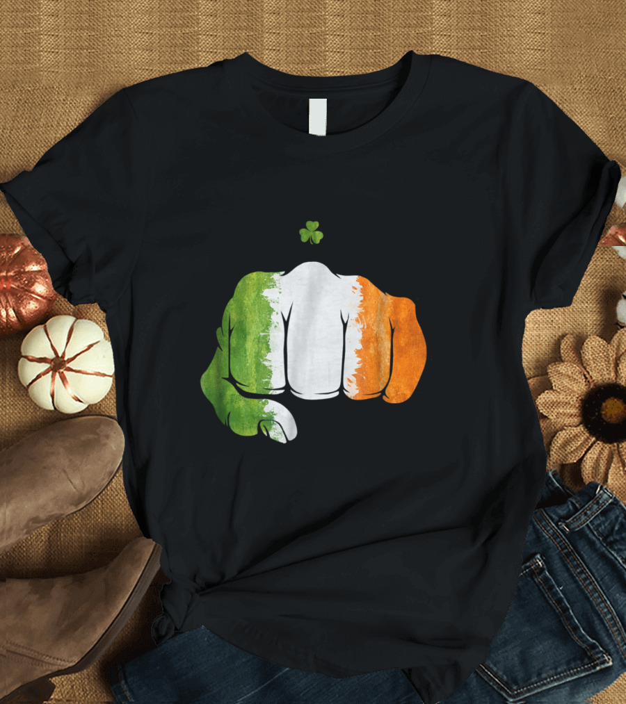Irish Tricolor Fist Mixed Martial Arts with Shamrock T-Shirt