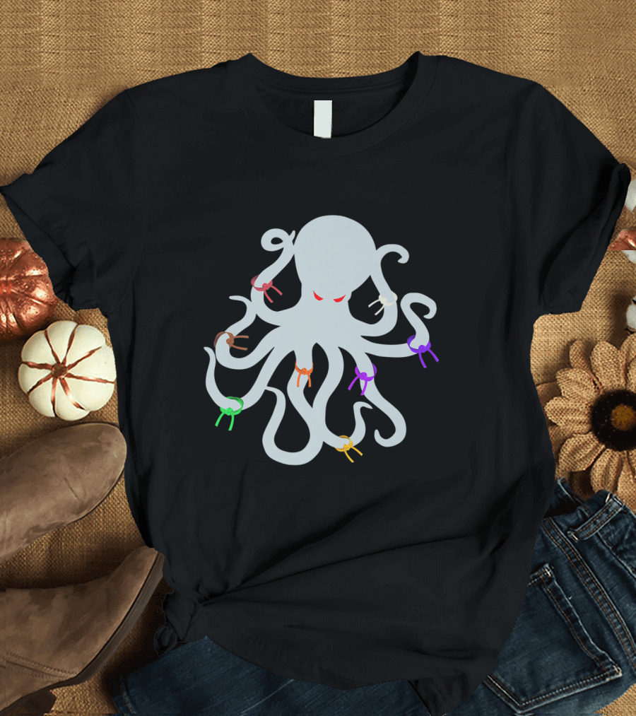 BJJ Octopus Grappling Jiu Jitsu Belts Martial Arts Humor T-Shirt