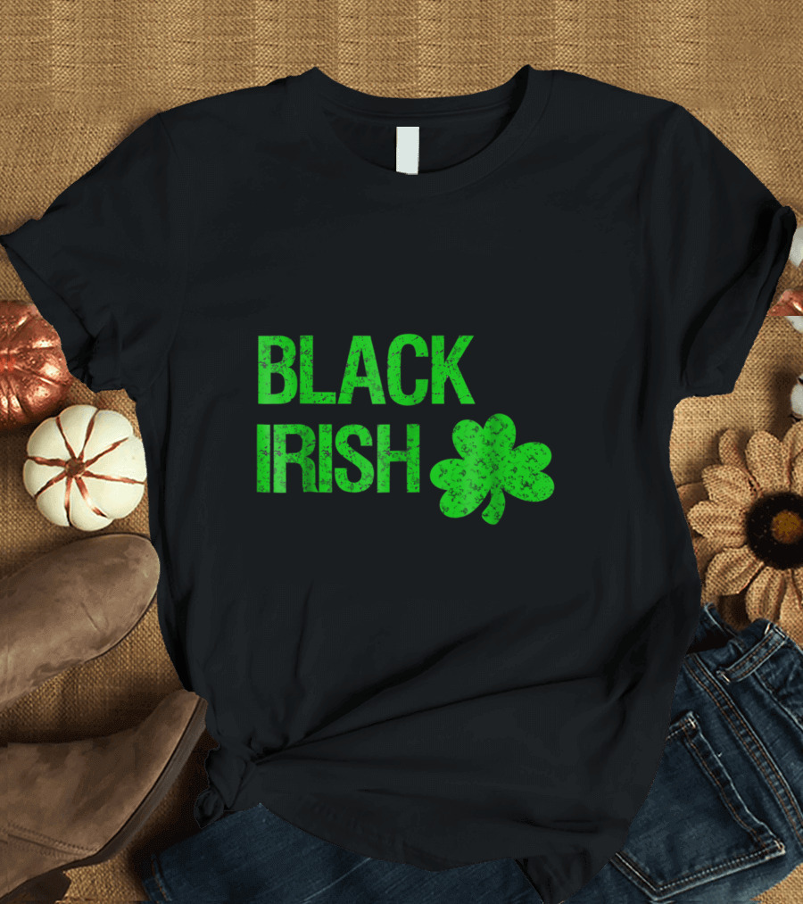 Black Irish Green Shamrock T-Shirt