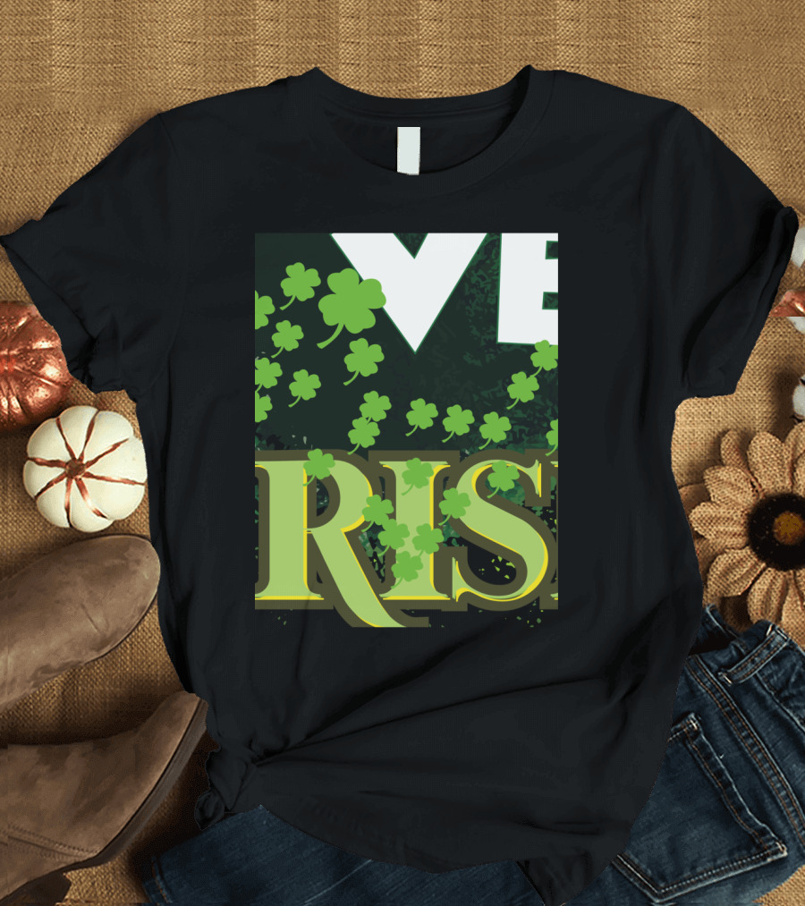 Love Irish Green Heart Shamrock T-Shirt