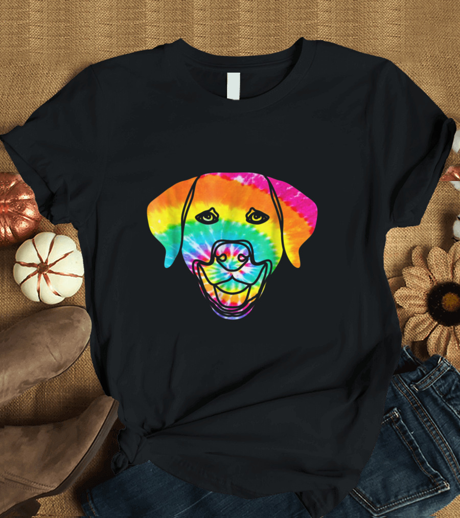Golden Retriever Tie-Dye Rainbow Trippy Hippie T-Shirt
