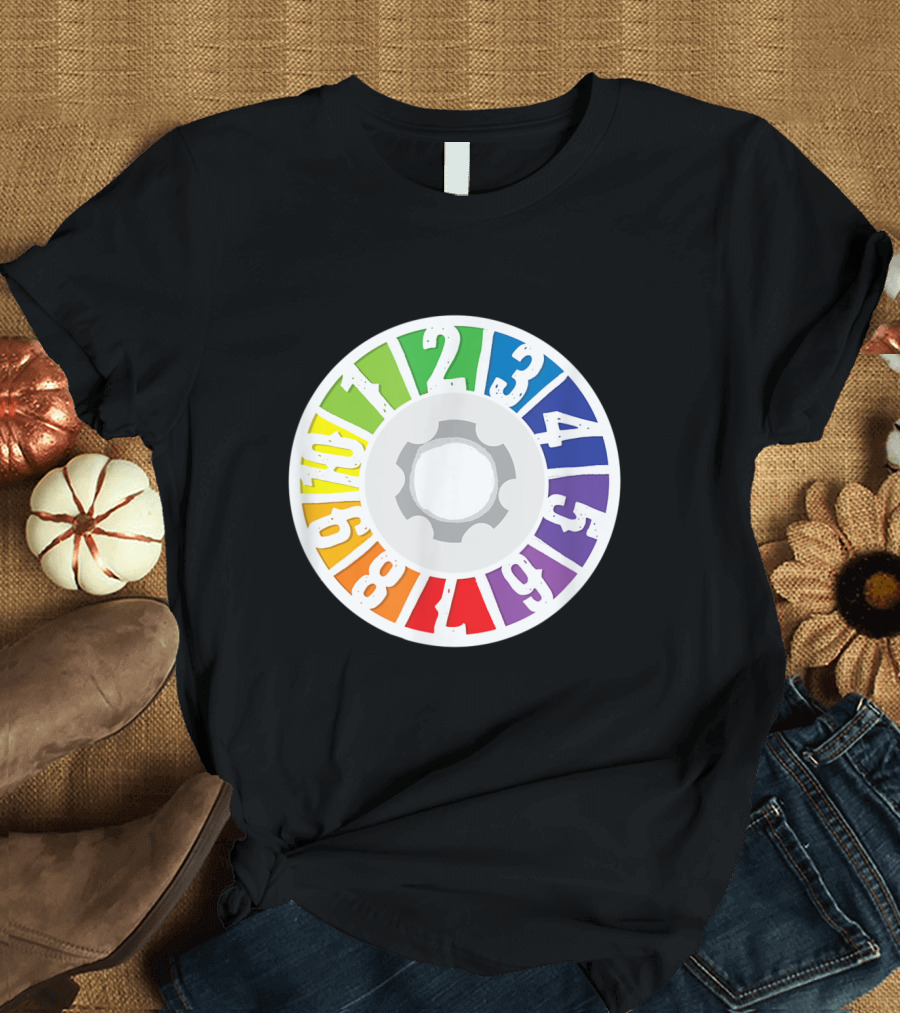 Colorful Number Wheel Spinner 1 to 10 Board Game Element T-Shirt