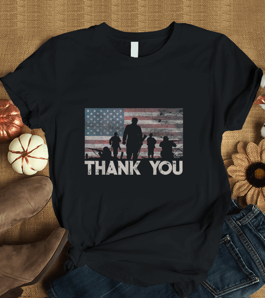 American Flag Thank You Military Appreciation T-Shirt