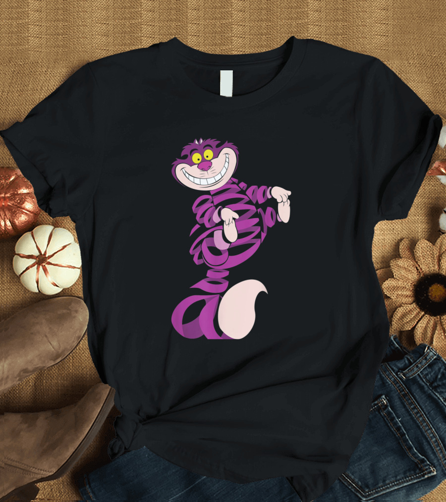 Cheshire Cat Grinning Wonderland Spiral T-Shirt