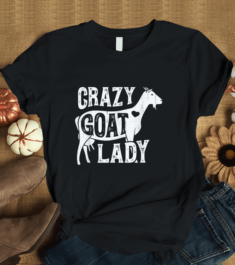 Crazy Goat Lady Women Goats Lovers Heart T-Shirt