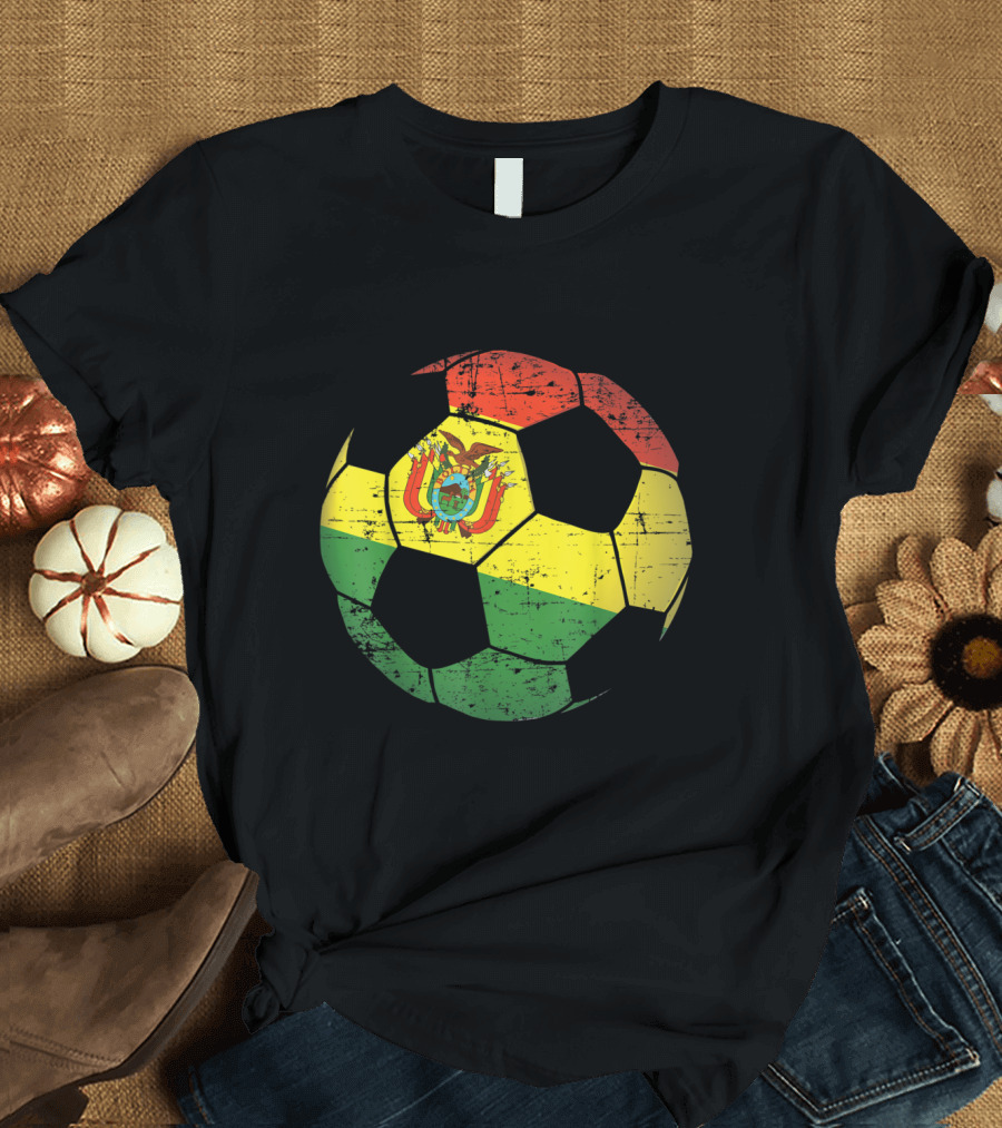 Bolivia Soccer Ball Flag Vintage Distressed Jersey T-Shirt
