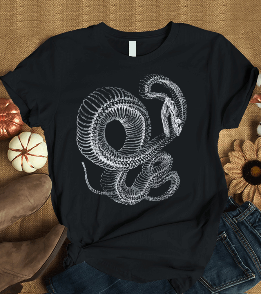 Snake Skeleton Spiral Reptile Anatomy T-Shirt