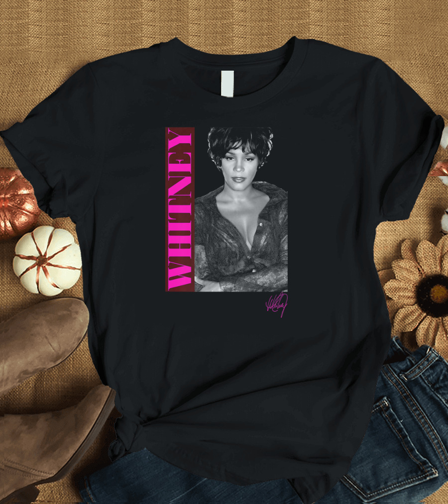 Whitney Signature and Vertical Hot Pink Name T-Shirt