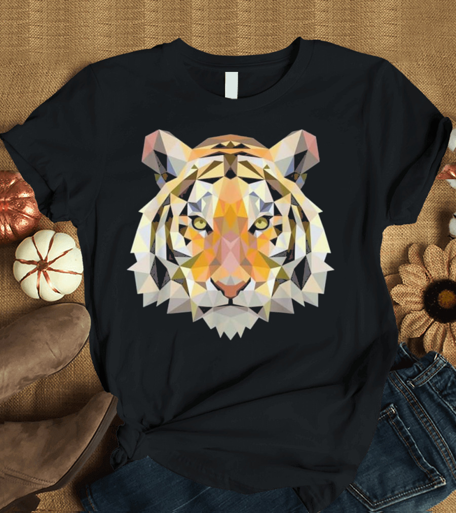 Tiger Orange Geometric Tiger Face T-Shirt