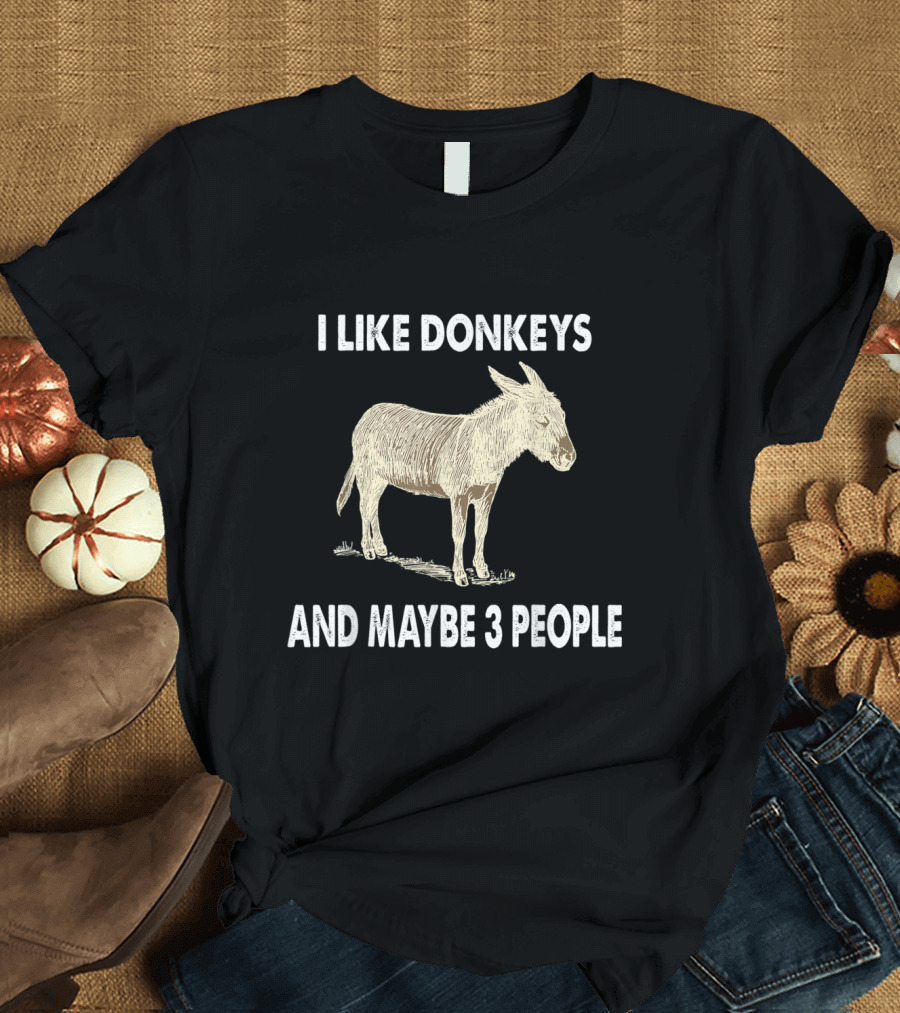 I Like Donkeys and Maybe 3 People Funny Donkey Text Joke T-Shirt
