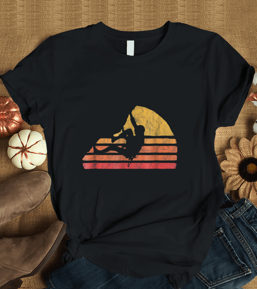 Retro Sunset Bouldering Distressed Rock T-Shirt