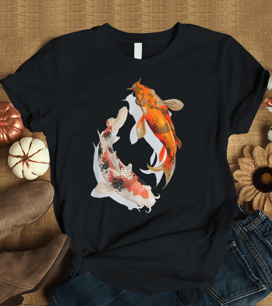 Koi Fish Pair in Japanese Style Graceful Design for Koi Lovers T-Shirt