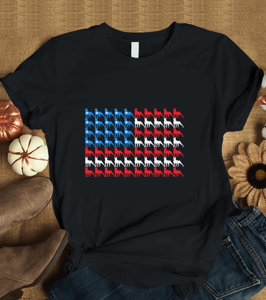 Boxer Dog American Flag 4th of July USA Patriotic T-Shirt