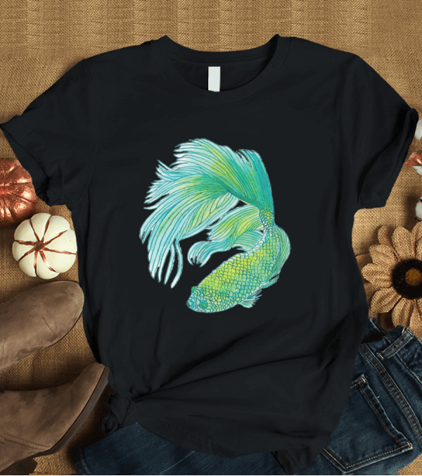 T-Shirt: I Love Green Betta Fish with Beautiful Flowing Fins T-Shirt I Love Green Betta Fish with Beautiful Flowing Fins T-Shirt