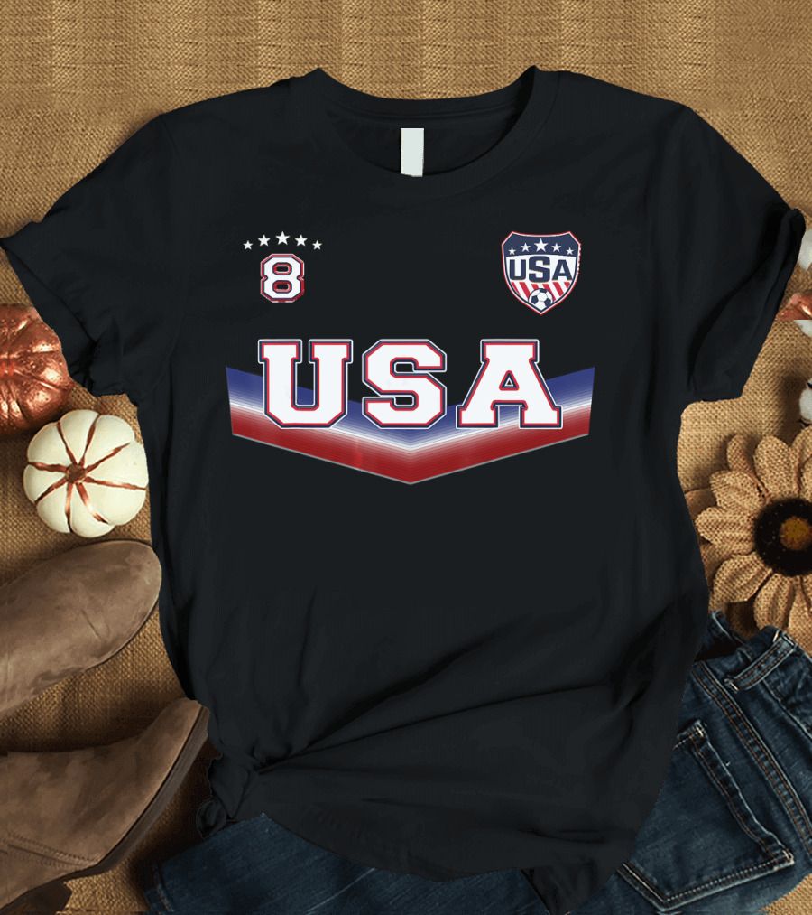 USA Soccer Number 8 Star Shield T-Shirt