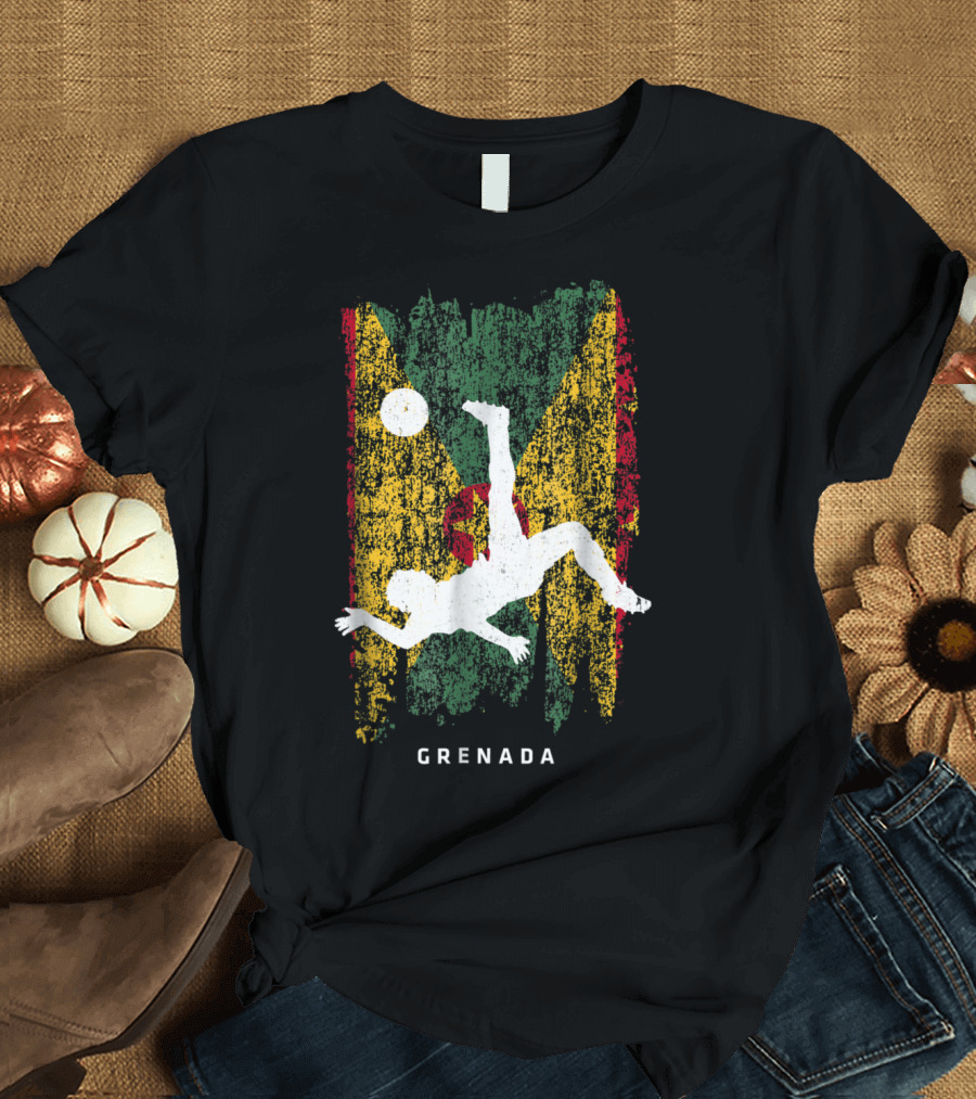 Grenada Flag Soccer Player Action T-Shirt