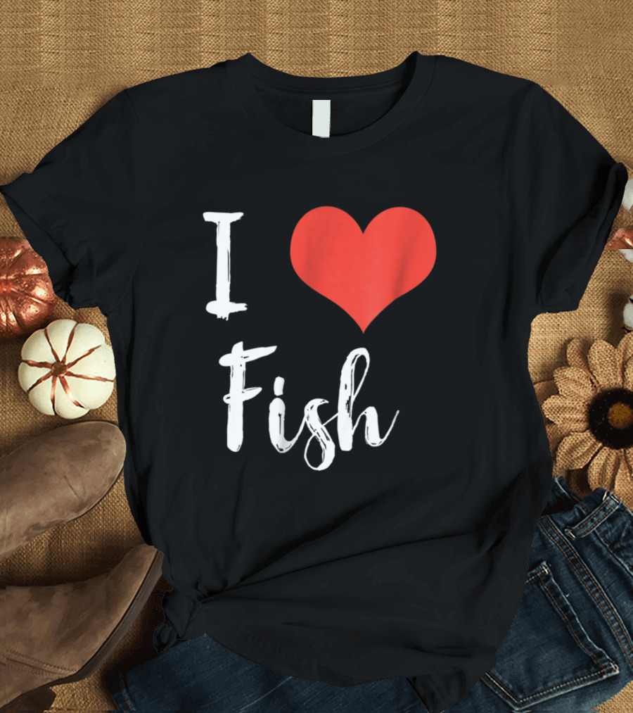 I Love Fish Heart T-Shirt
