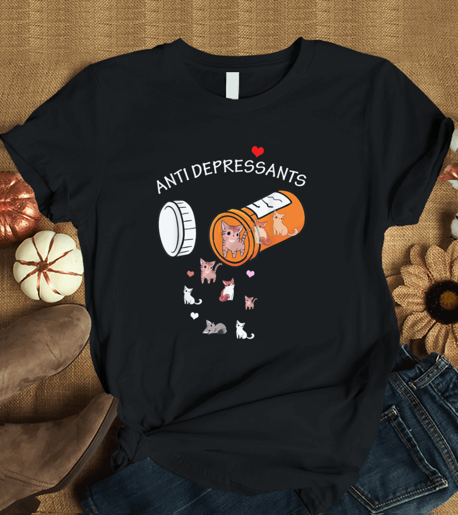 Antidepressants Cat Funny Cat Kit Prescription Kitties T-Shirt