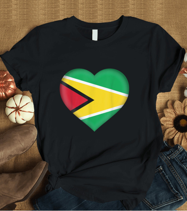 T-Shirt: I Love Guyana Guyanese Heart Flag T-Shirt I Love Guyana Guyanese Heart Flag T-Shirt
