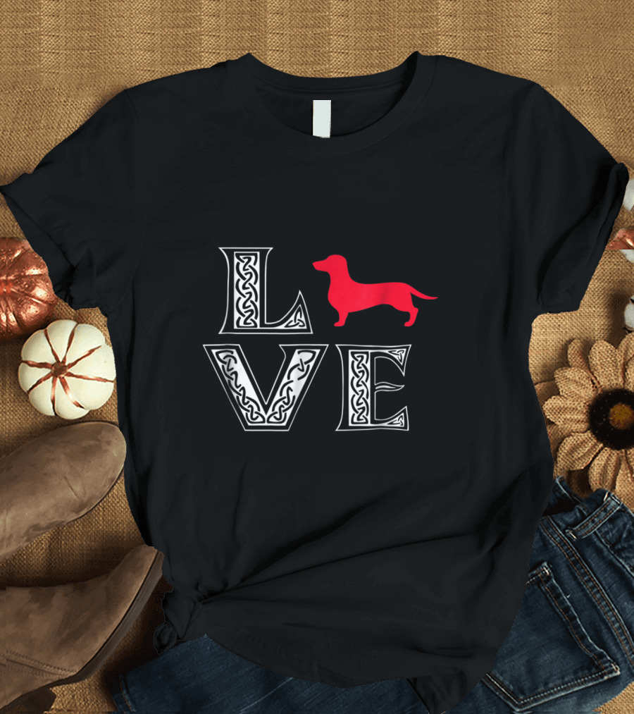 Love Heart Dachshund Funny Pet Dog T-Shirt