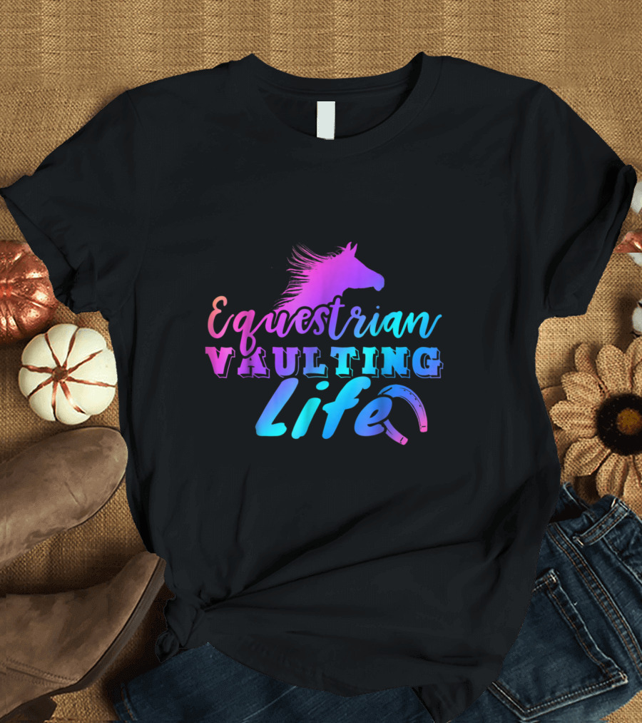 Equestrian Vaulting Life Ombre Horse Head Gradient T-Shirt