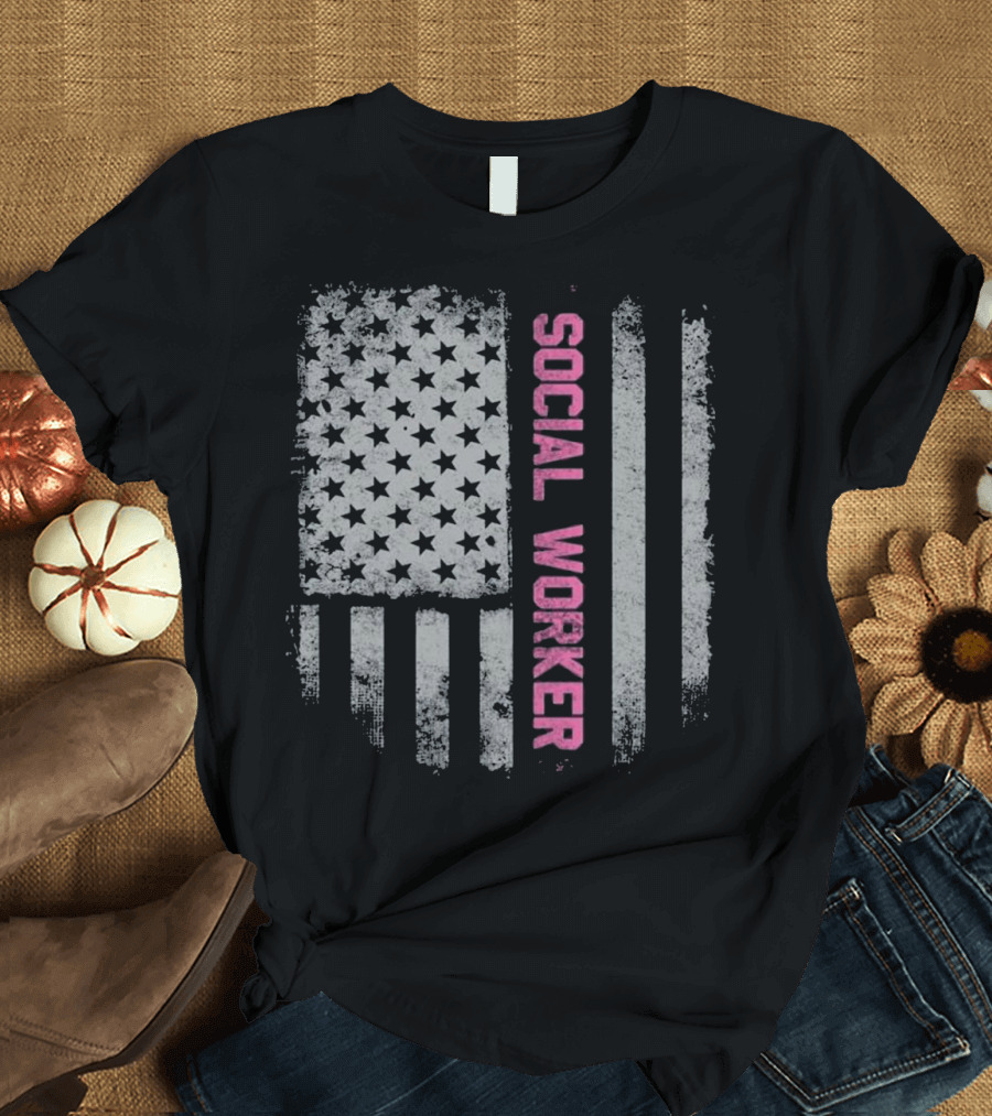 Social Worker American Flag T-Shirt