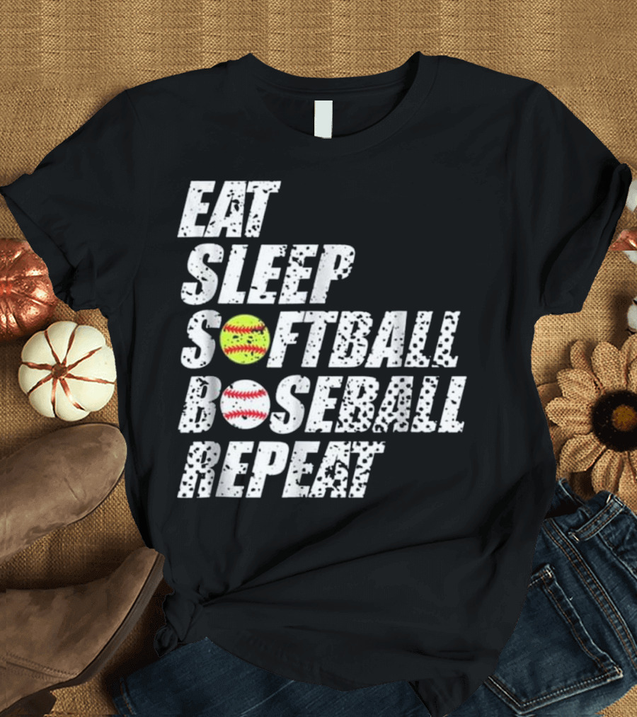 Eat Sleep Softball Baseball Repeat T-Shirt