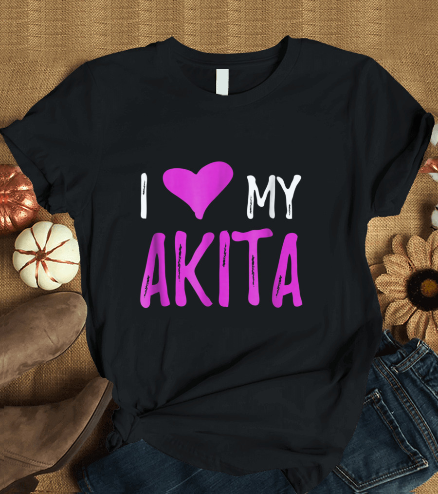 I Love My Akita Heart T-Shirt