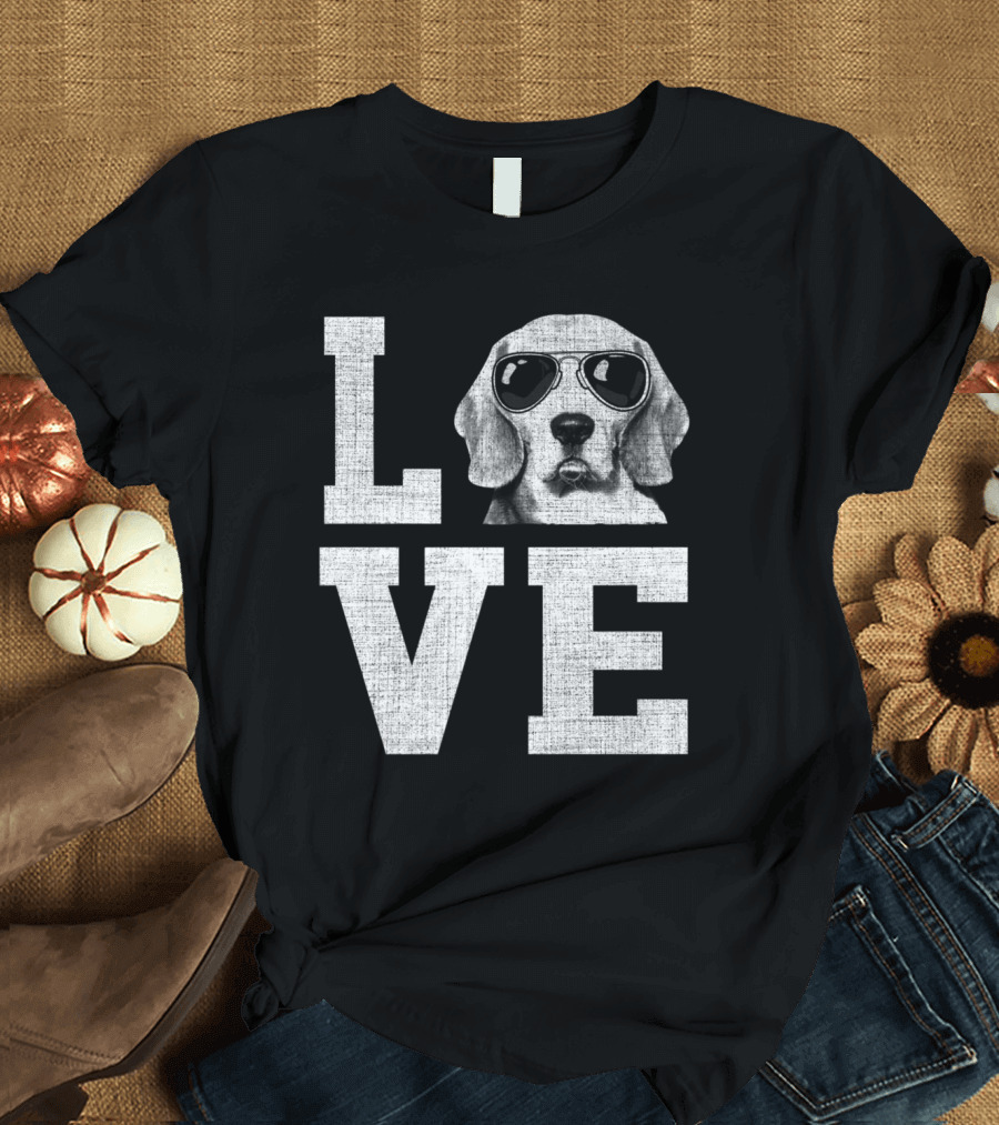 Love My Beagle Pup Wearing Sunglasses T-Shirt