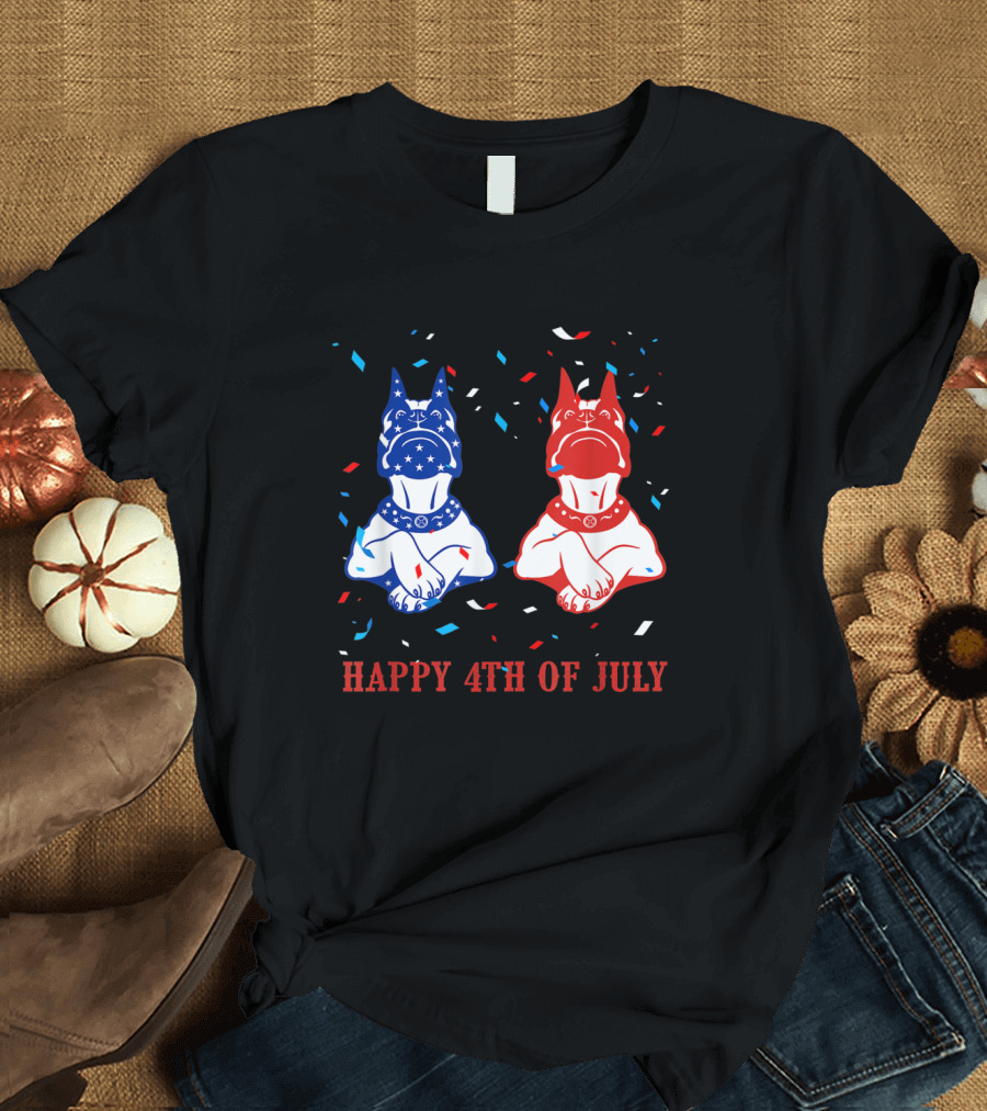 Happy 4th of July Patriotic Boxer Dogs T-Shirt